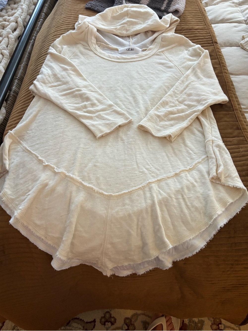 Able Cream Lightweight Hooded Tunic Top